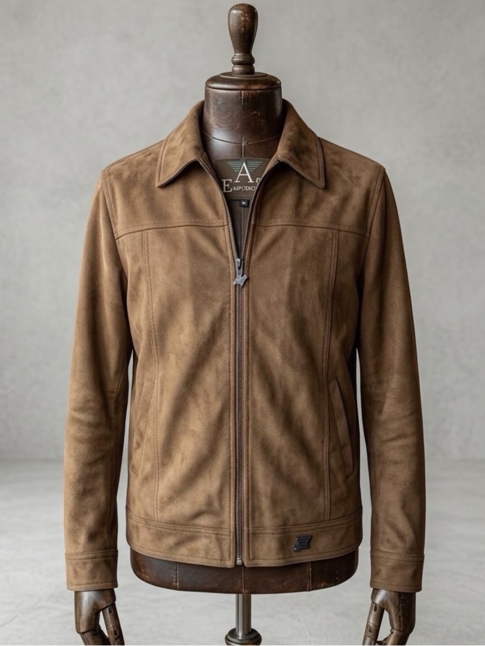 Vintage-Style Brown Faux Suede Jacket - Size M